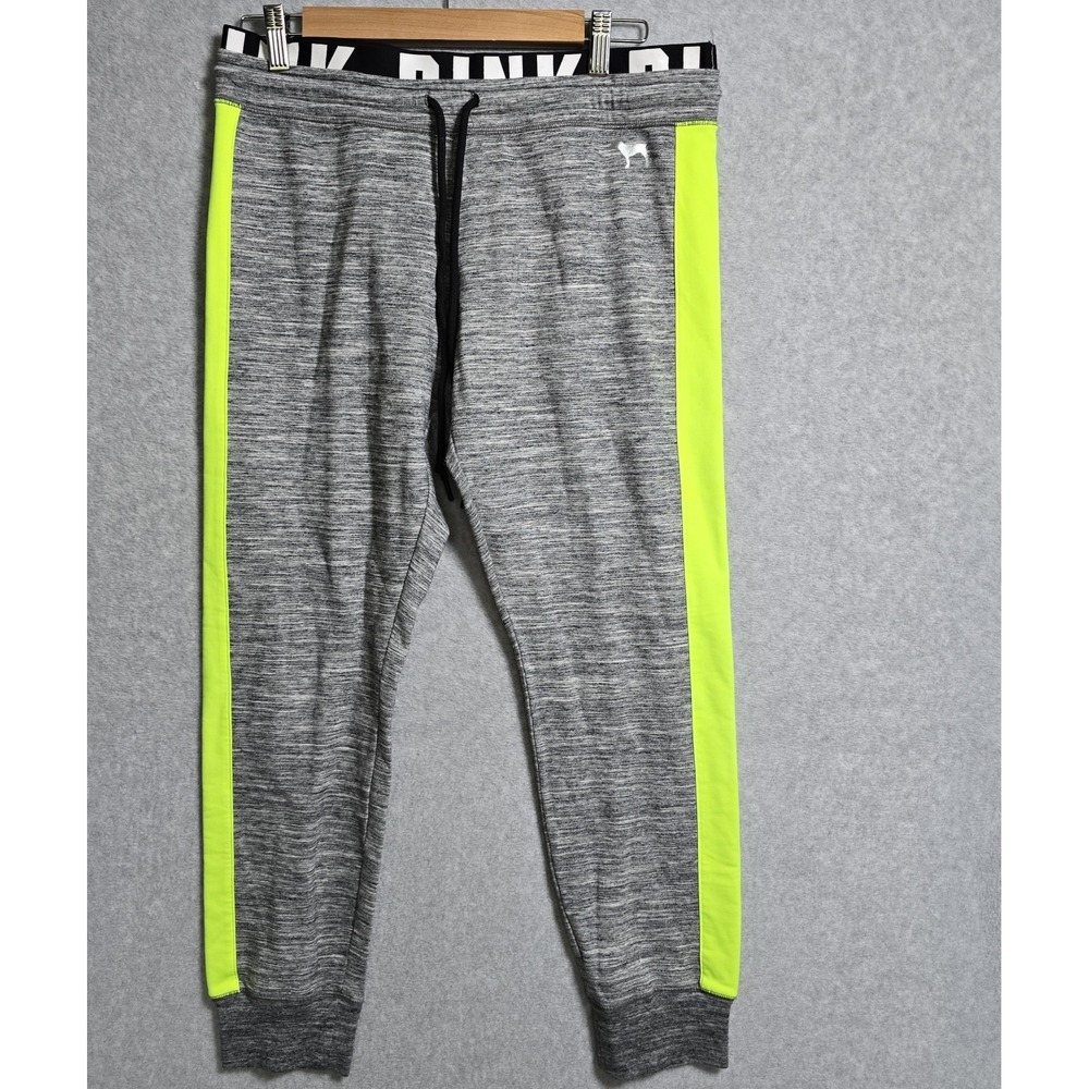 Victoria's Secret PINK Y2K  Large Marled Logo Joggers Neon Stripe Lounge Comfy
